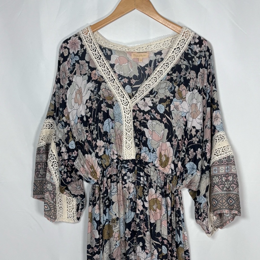 Fall  Floral Bohemian Cotton & Lace Maxi Dress